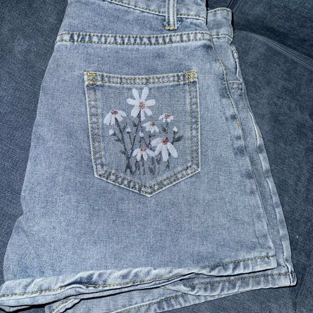 Floral Embroidered Blue Jeans